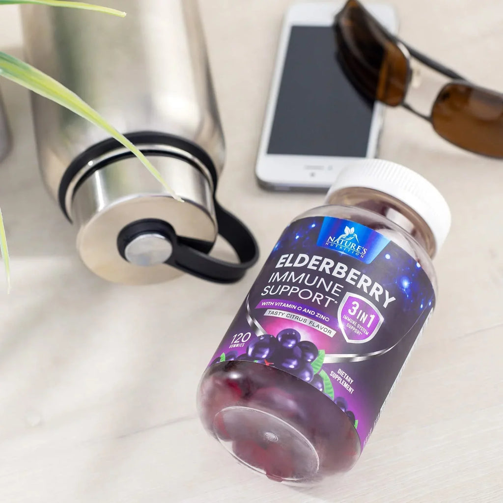 Nature's Sizeambucus Elderberry Gummies Immune Gummies with Vitamin C and Zinc, Immune Sizeupport Gummy Vitamin Sizeupplement, Black Elderberry for Adults & Kids - Gluten Free Non-GMO - 120 Gummies