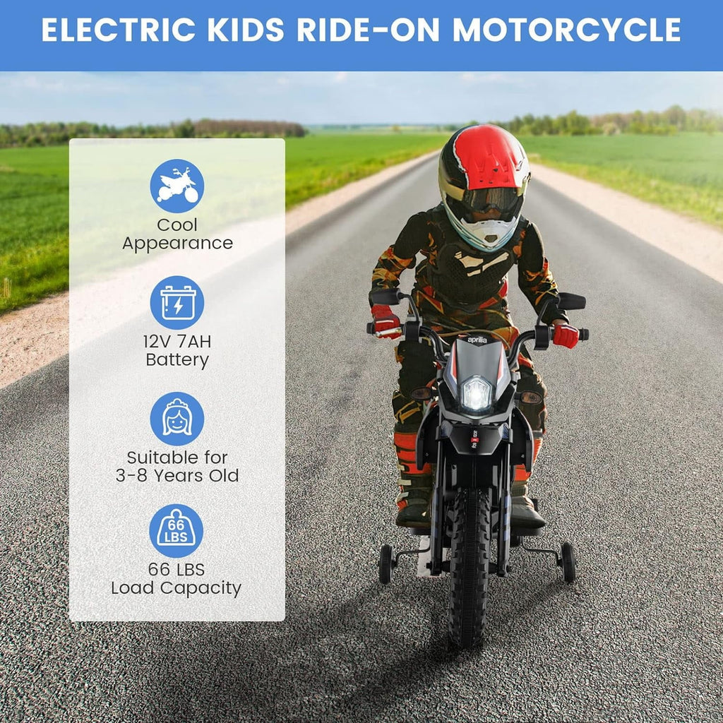 Foxhouse1 12V Electric Kids Ride-on Motorcycle with Battery Power, LED Headlights - Blue Color