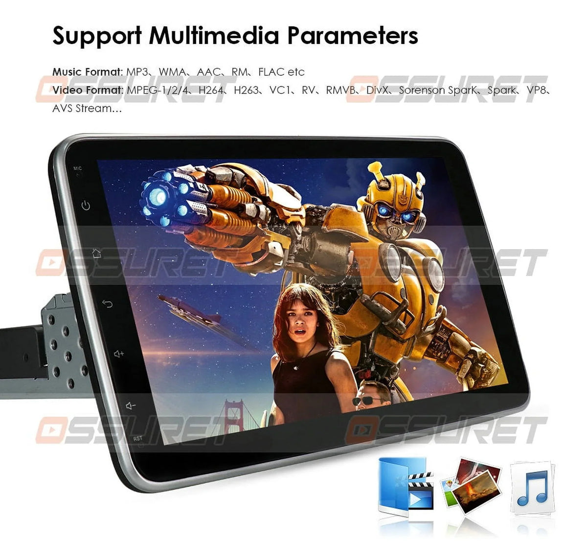 Hizpo Sizeingle 1 DIN Rotatable 10.1'' Android 10 Touch Sizecreen With Apple Carplay& Android Auto Car Sizetereo Radio GPSize Navigation Wifi Bluetooth