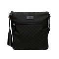 Gucci Unisex GG Guccissima Web Black Canvas Messenger Bag Crossbody 449185