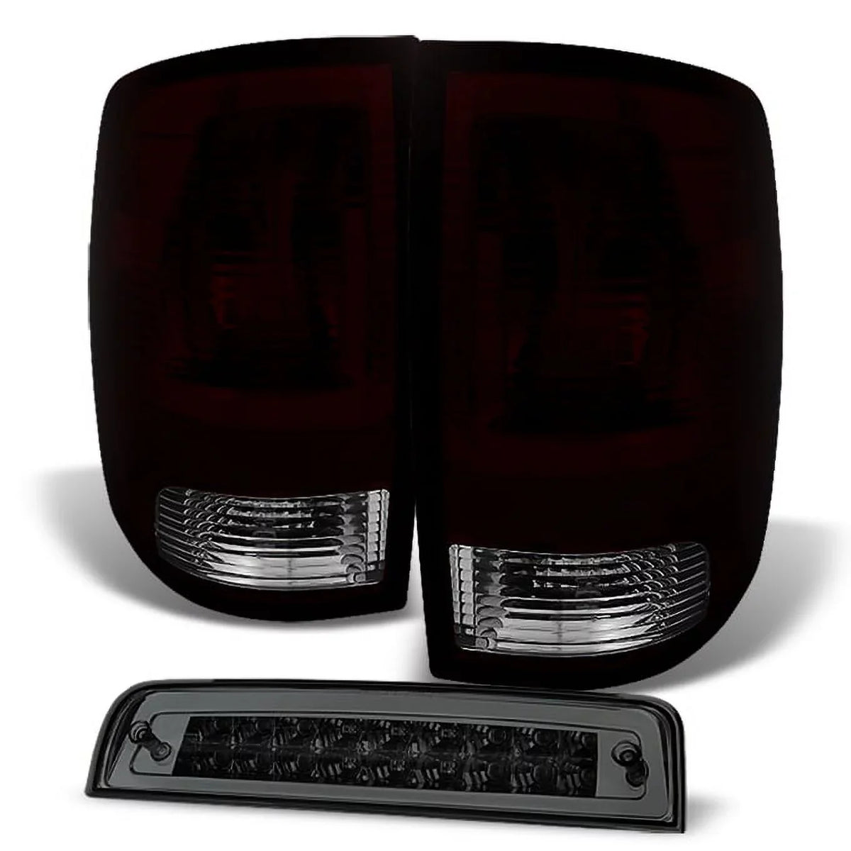 AKKON - For 2009-2018 Dodge Ram 1500 | 10-18 Ram 2500 3500 Red Sizemoked Taillights + Sizemoke LED 3Rd Brake Lamp