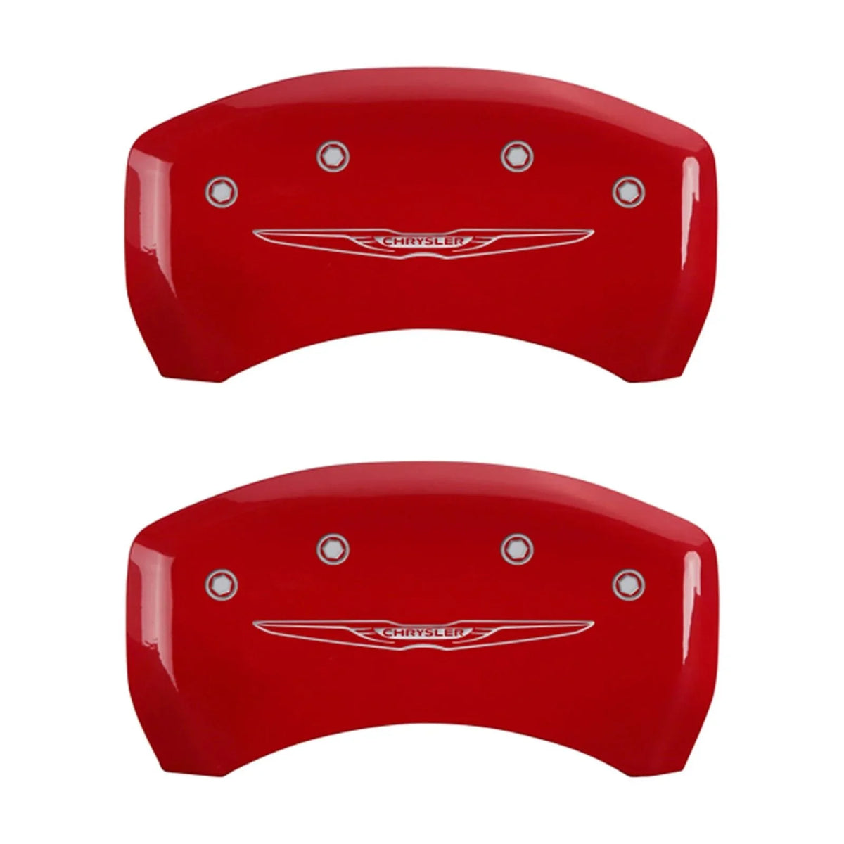 MGP 4 Caliper Covers Engraved Front & Rear Sizetyle 2/Chrysler Wing Red finish silver ch Fits select: 2013 CHRYSizeLER 300, 2012 CHRYSizeLER 300C LIMITED