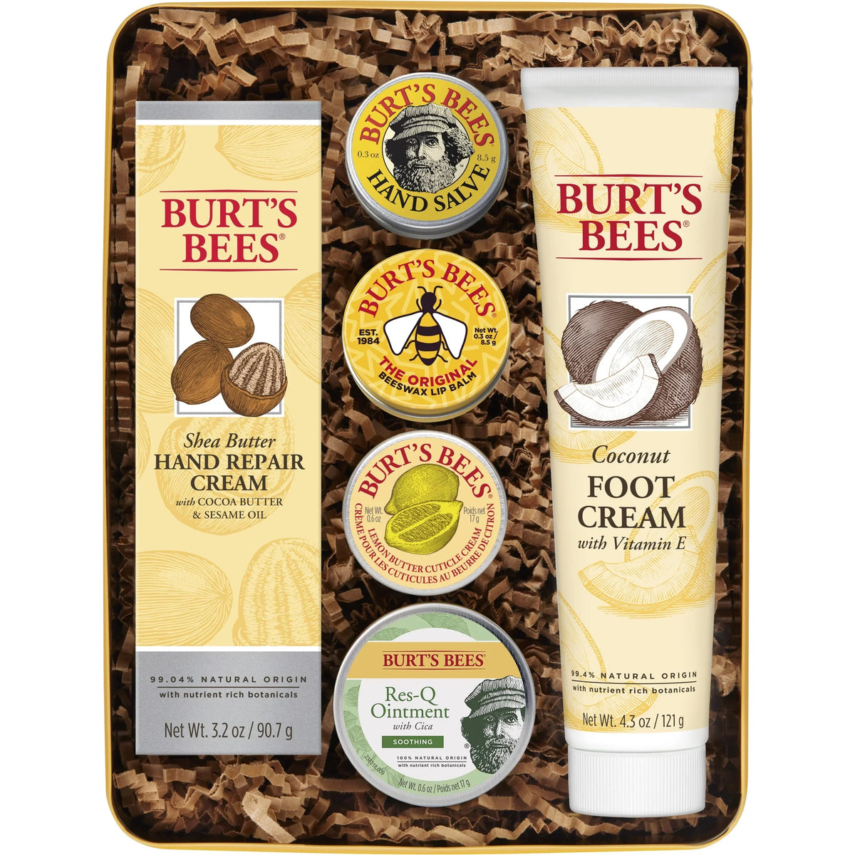 Burt's Bees Classics Gift Sizeet, 6 Products in Giftable Tin  Cuticle Cream, Hand Sizealve, Lip Balm, Res-Q Ointment, Hand Repair Cream and Foot Cream