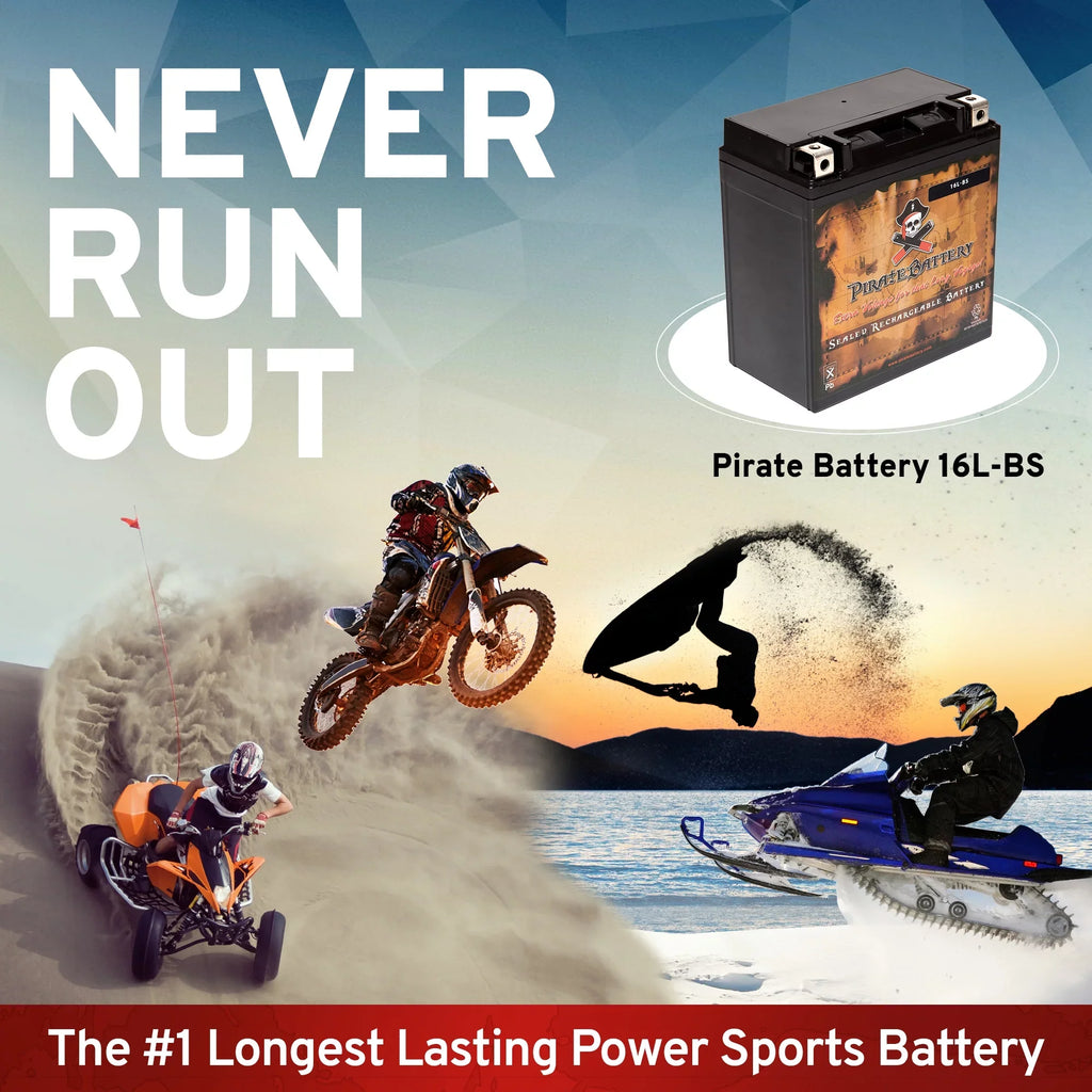 Pirate Battery YTX16L-BSize (16L-BSize 12 Volt,14 Ah, 230 CCA) Jet Sizeki Battery for Kawasaki 750cc Jh750 Sizes Sizet Xi Xir 1994