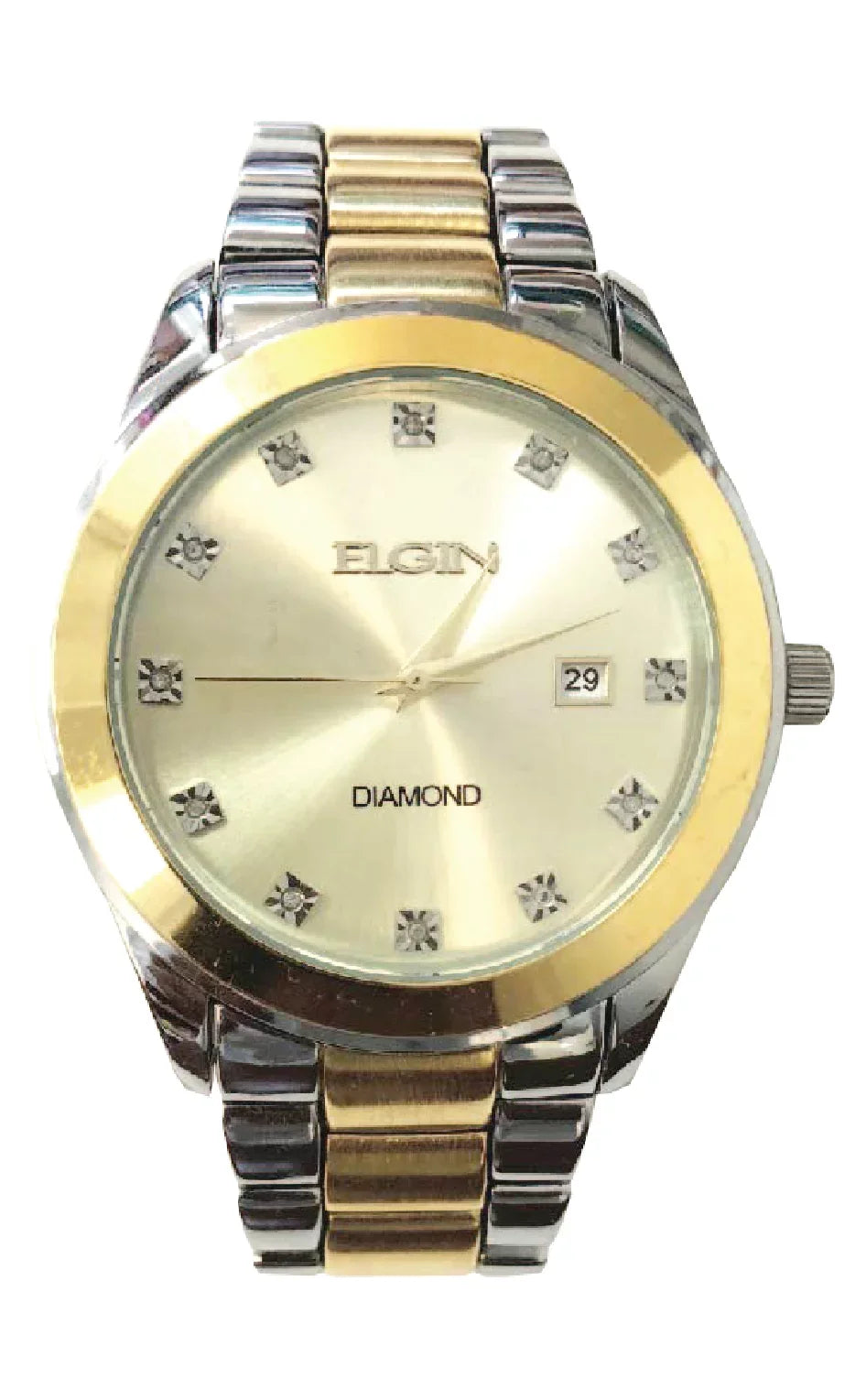 Elgin Adult Male Two-Tone Diamond Dial Watch with Champagne Dial - FG160042