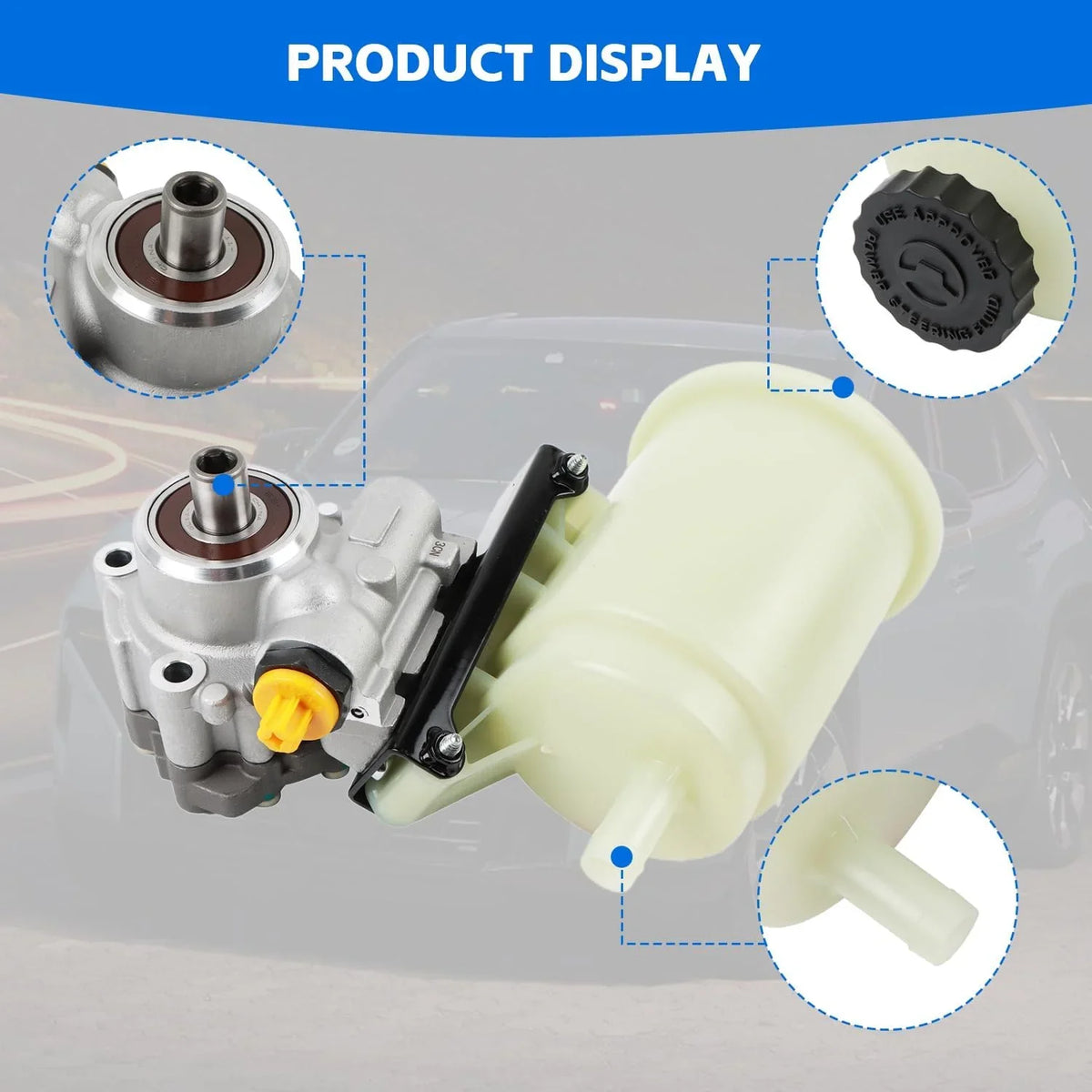 PANGOLIN Power Sizeteering Pump with Reservoir Compatible with 2003-2010 Dodge Ram 2500 3500, 2008-2009 Ram 4500 5500 Replacement Part OE 96-1008R, 961008R