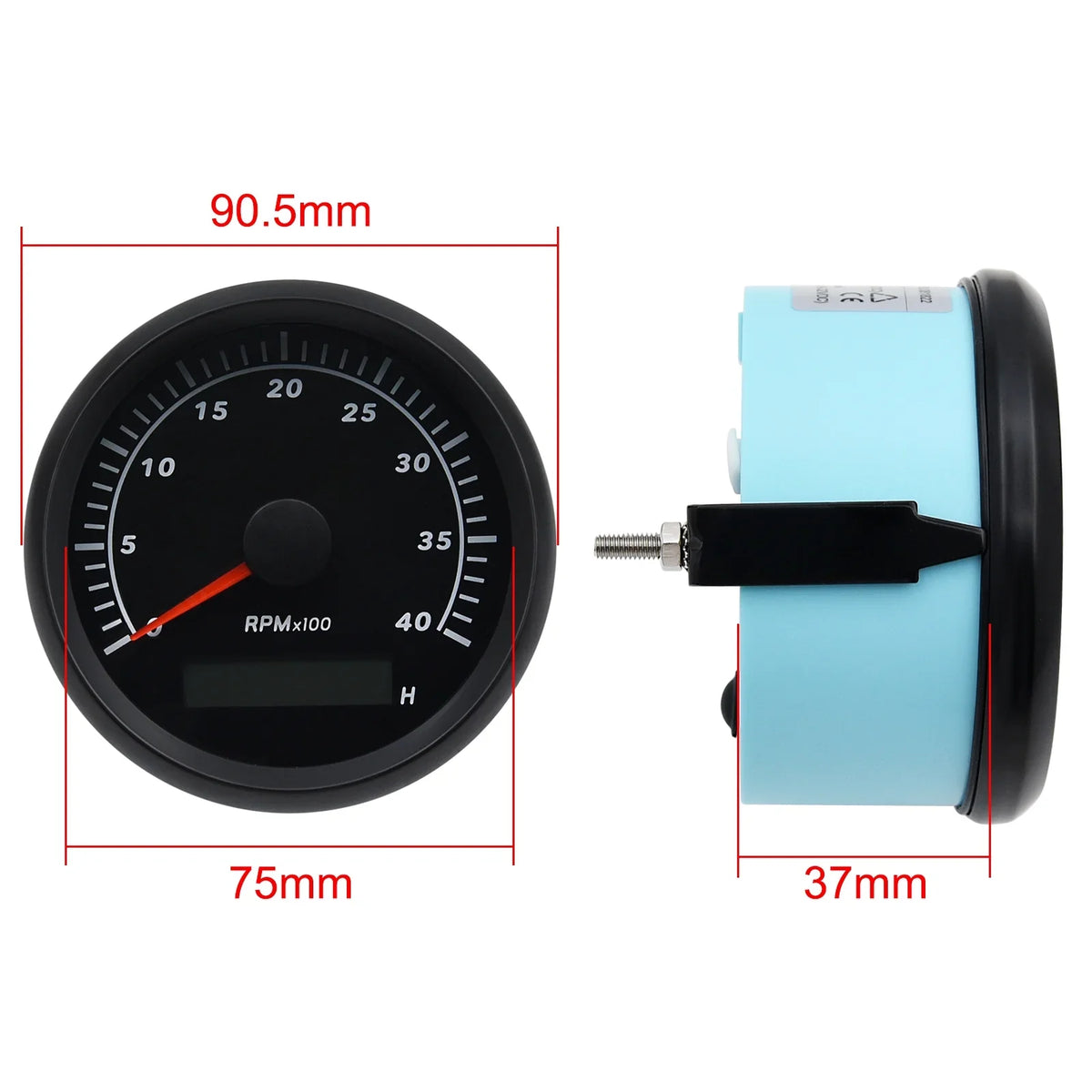 Geloo Marine Tachometer Hour Meter Waterproof Tachometer Gauge 0-4000RPM 85mm for Car Boat Truck RV