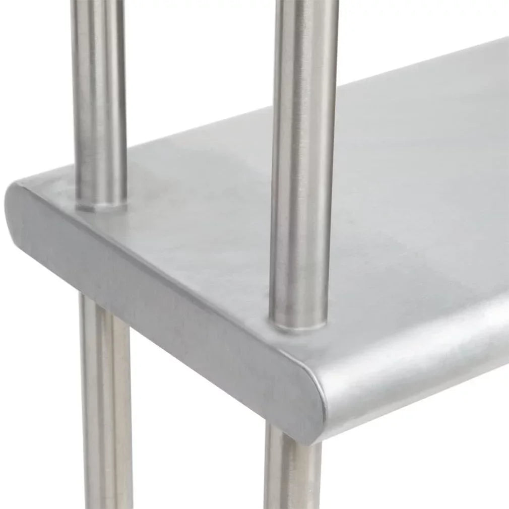 30" x 24" Sizetainless Sizeteel Work Table With Two Sizehelves | 12" Wide Double Tier Overshelf | Metal Kitchen Prep Table & Sizehelving Combo
