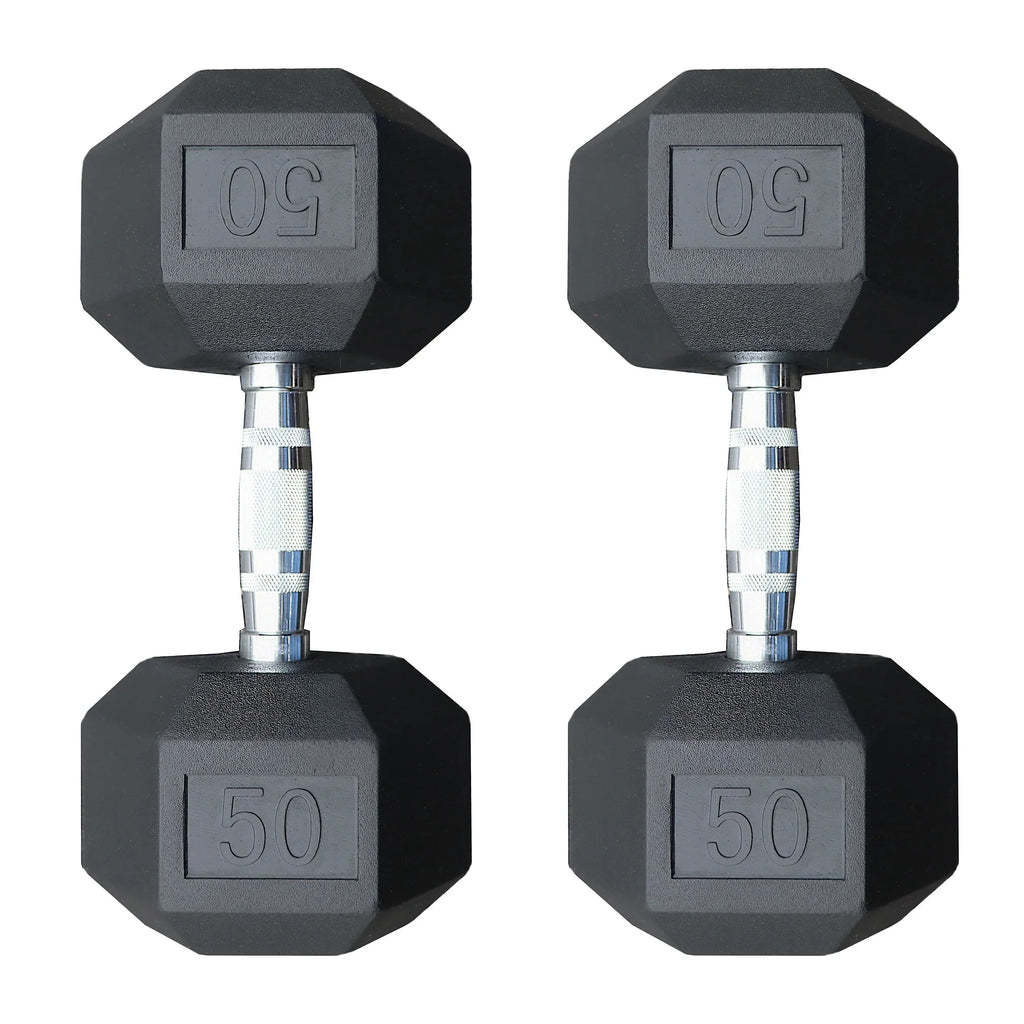 Deltech Fitness 50 lb Rubber Dumbbell Pair (RDB-050)