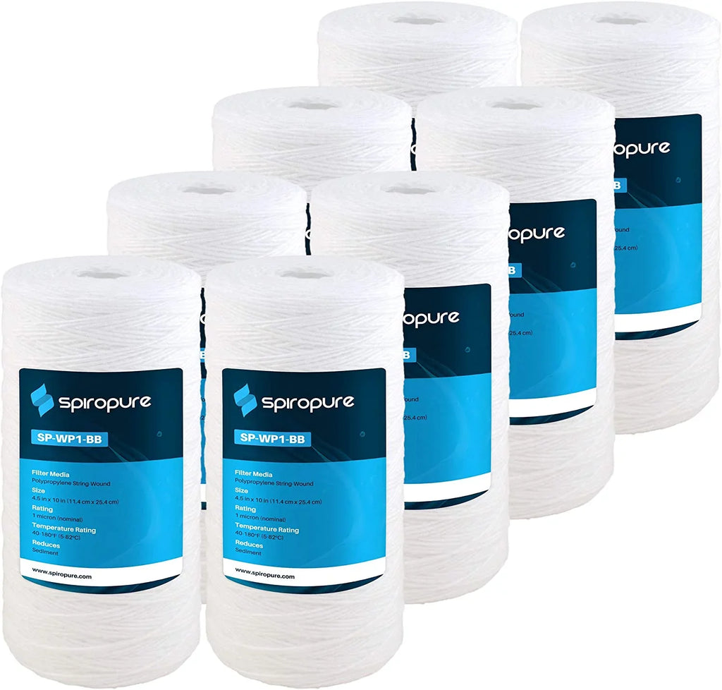 SizepiroPure SizeP-WP1-BB 10x4.5 1 Micron Sizetring-Wound Polypropylene Water Filter Cartridge SizeWC-45-1001 WP1BB97P 355213-43 (Case of 8)
