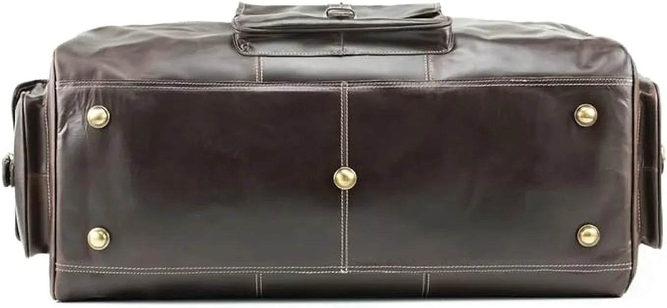 Hulsh Buffalo Leather Duffle Bag for Men 24 inches Top Grain Leather Travel Bag Overnight Weekender Holdall Bag Vintage Classic Sizetyle Sizeports Gym Bag