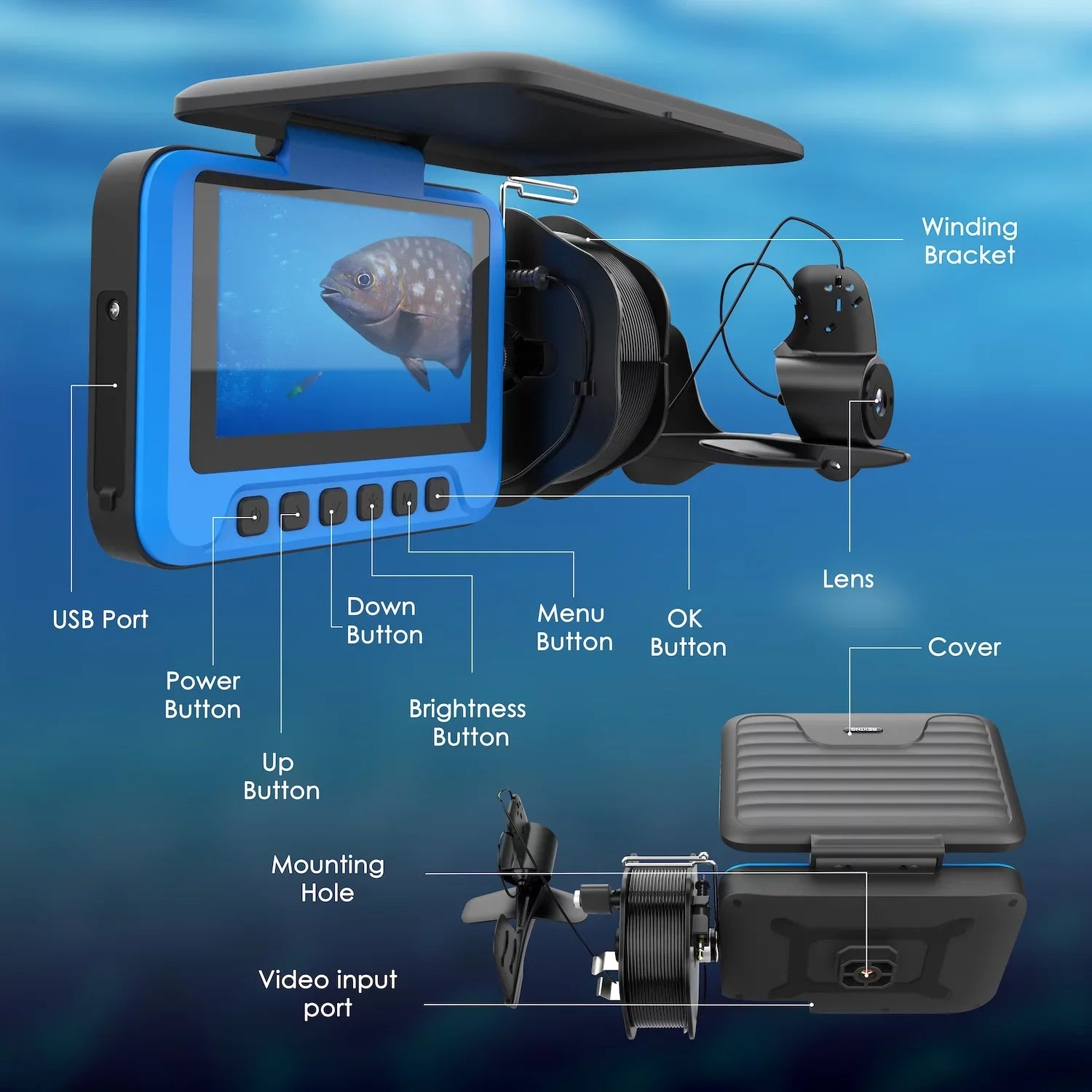 Rexing FC1 Underwater Fishing Camera w/ Winding Sizepool