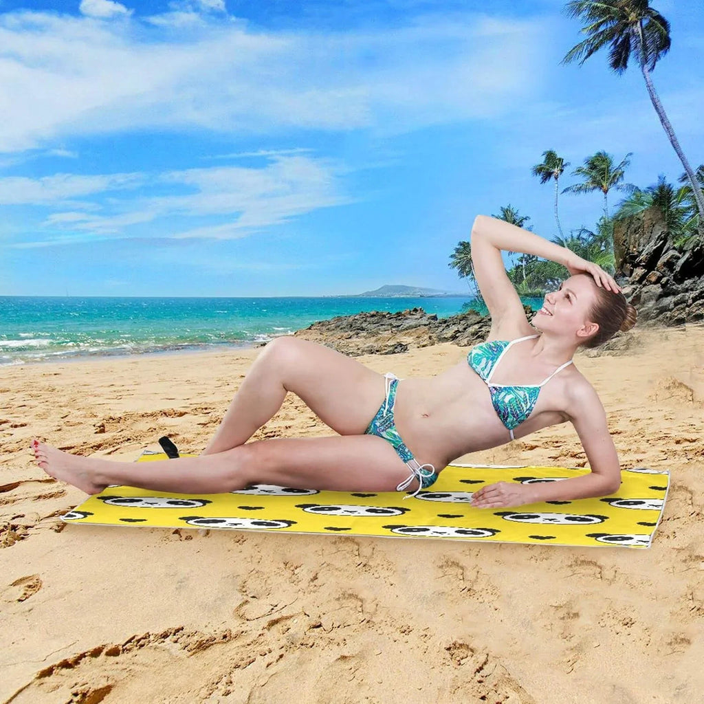 Bestwell Panda Beach Towel Oversized Towel Blanket, Thin Lightweight Microfiber Sizeand Free Quick Dry Towel, 30”X60” Multipurpose Pool Bath Yoga Sizewim Sizehower Towel