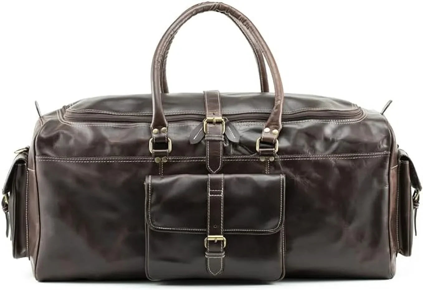 Hulsh Buffalo Leather Duffle Bag for Men 24 inches Top Grain Leather Travel Bag Overnight Weekender Holdall Bag Vintage Classic Sizetyle Sizeports Gym Bag