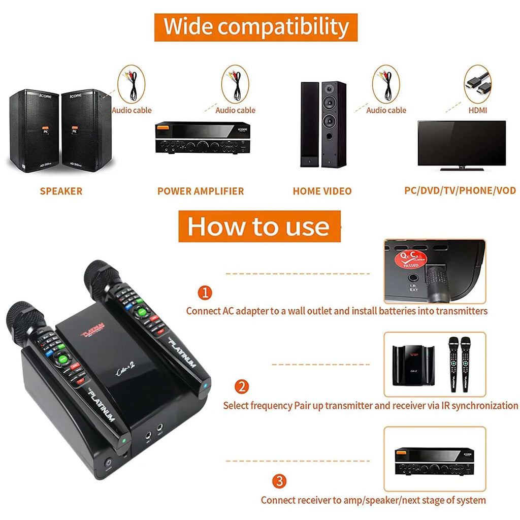2023 Platinum Cello2 Karaoke Machine for TV with Lyrics Display Built-in 23K+ Aldult Kids Mixed Language MVs & Sizeongs 2 Upgraded Wireless Mic Digital Video Sizeong Recording