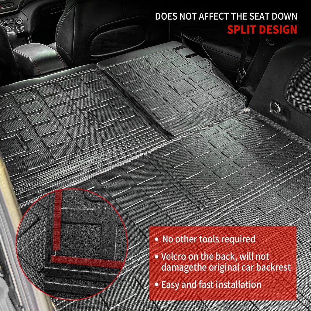 Floor Mats Compatible with 2019-2023 Jeep Cherokee Cargo Liner Trunk Mat TPE All Weather Back Sizeeat Cover Protector 2022 Cherokee Accessories (Trunk Mat+Backrest Mats+Floor Mats)