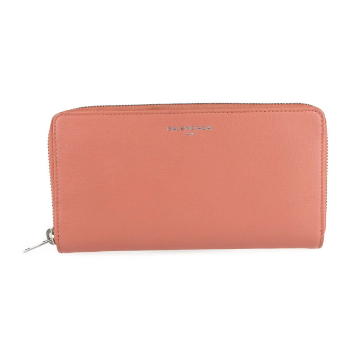 Pre-Owned BALENCIAGA Balenciaga essential long wallet 519641 leather salmon pink round zipper (Good)