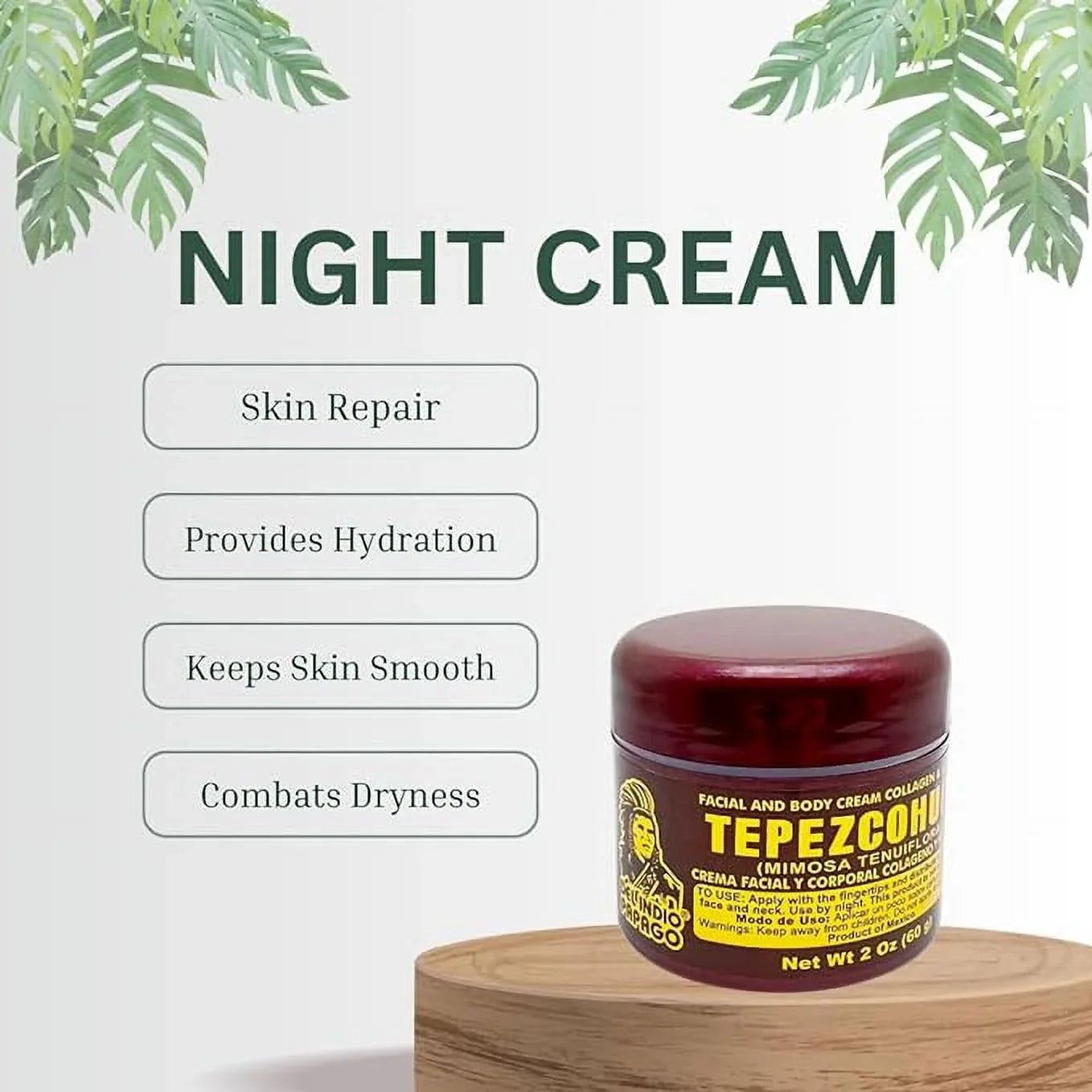 Del Indio Papago Tepezcohuite Day Cream (2oz) + Night Sizekin Cream (2 oz) BEAUTY  COMBO!! Tepezcohuite