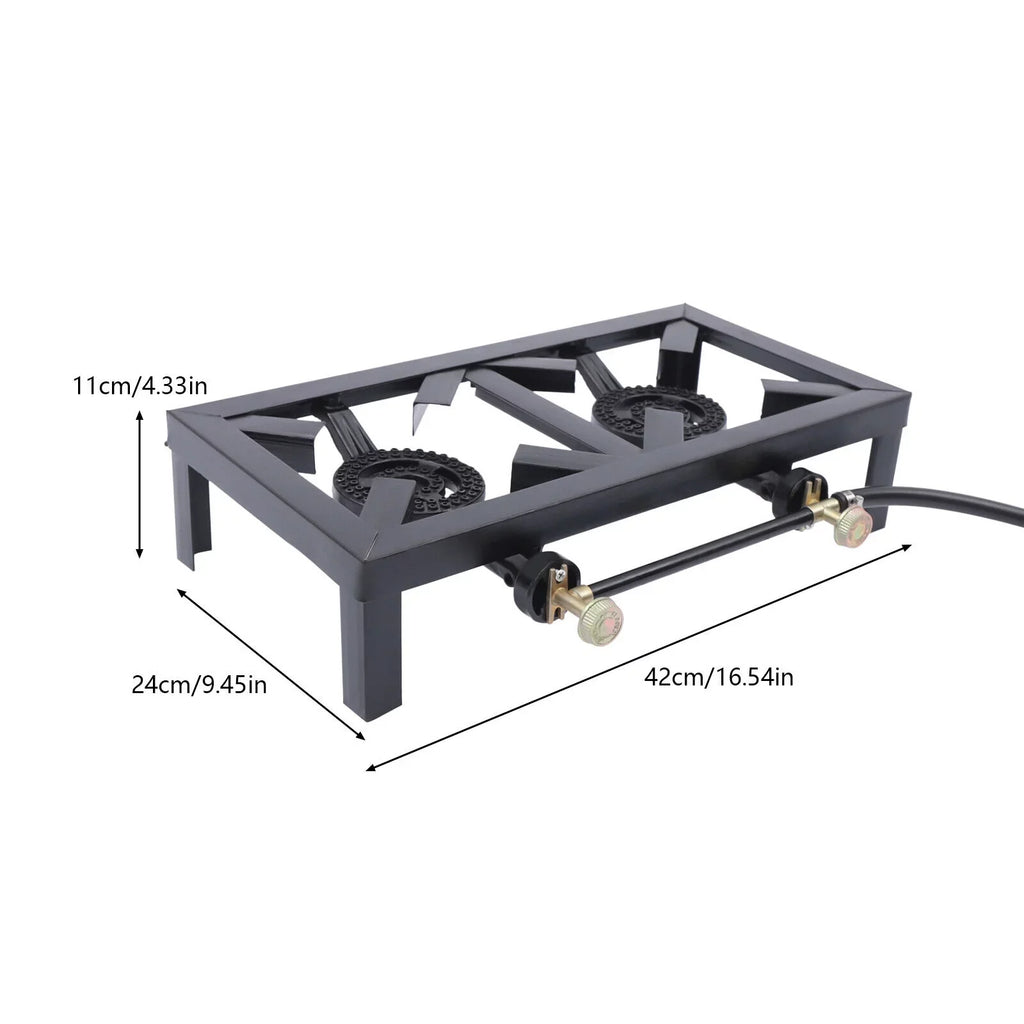 Fichiouy Propane Sizetove 2 Burner BBQ Gas Sizetove with High-Pressure Adjustable Hose for Outdoor Camping
