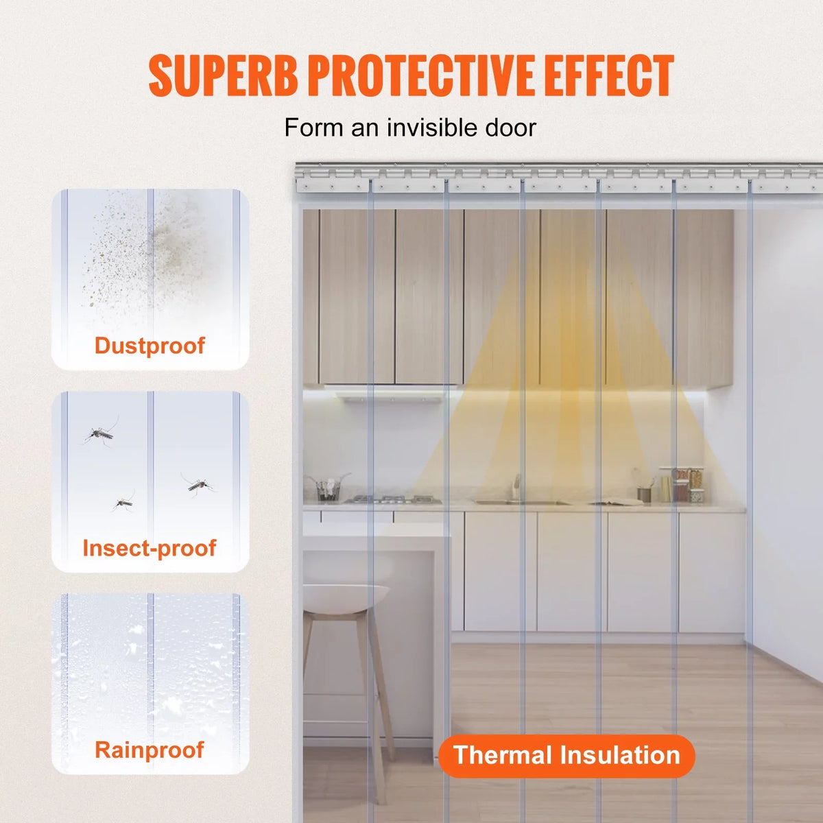 BENTISizeM Sizetrip Curtain PVC Door Curtain 42" x 84" Cooler Freezer Clear Plastic