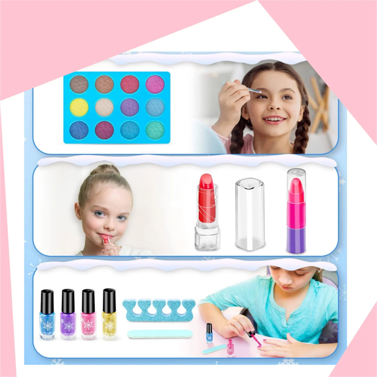 Kids Makeup Kit for Girl, Frozen Theme Real Play Make Up Toy