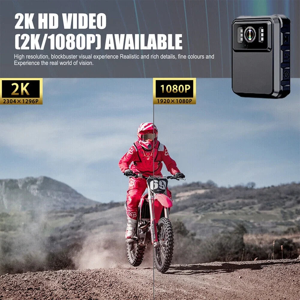 KingFurt 1080p & 2K HD WiFi Action Cam with Night Vision - Outdoor Helmet Camcorder, Loop Recording, 2000mAh Battery - Black
