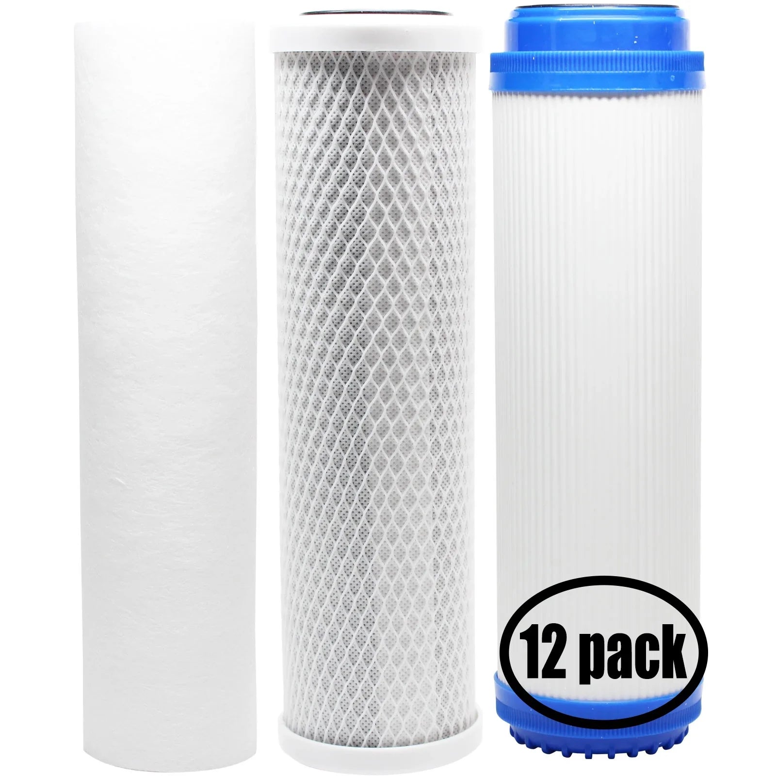12-Pack Replacement for Filter Kit for OmniFIlter U25 RO Sizeystem - Includes Carbon Block Filter, PP Sizeediment Filter & GAC Filter - Denali Pure Brand