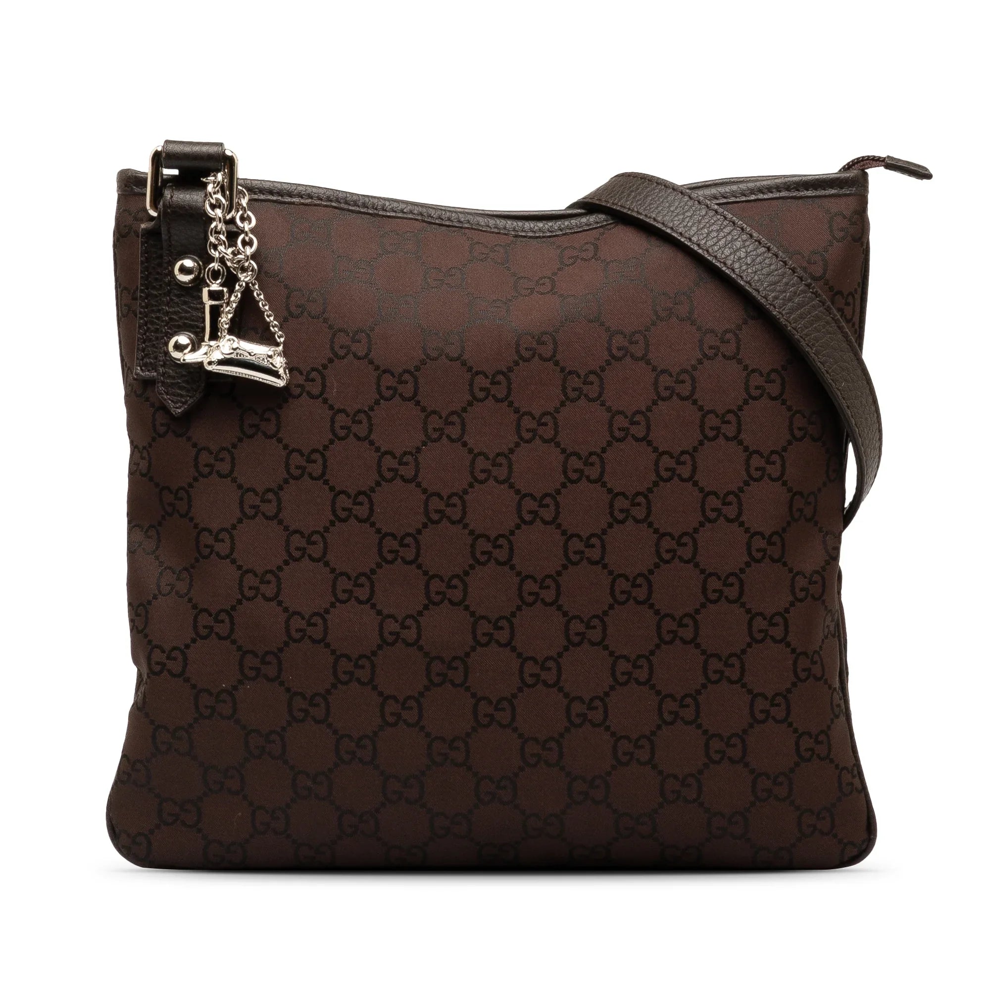Pre-Owned Authenticated Gucci GG Jolicoeur Crossbody Nylon Fabric Brown Crossbody Bag Unisex (Good)