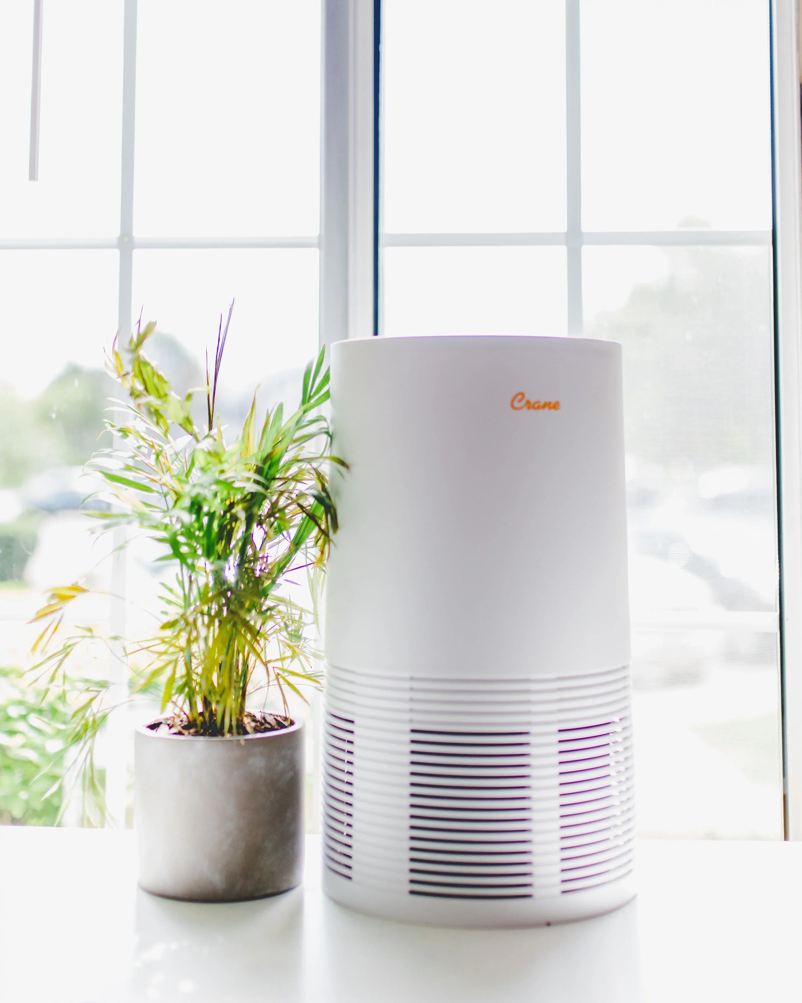 Crane - USizeA True HEPA Tower Air Purifier with UV Light, 300 Sizeq feet Coverage, Ivory