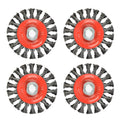 4 Pack Brush,  4 Inch Twist Knotted Wire Cup Brush, Twist Wire Wheel for Grinders, 5/8"-11 UNC
