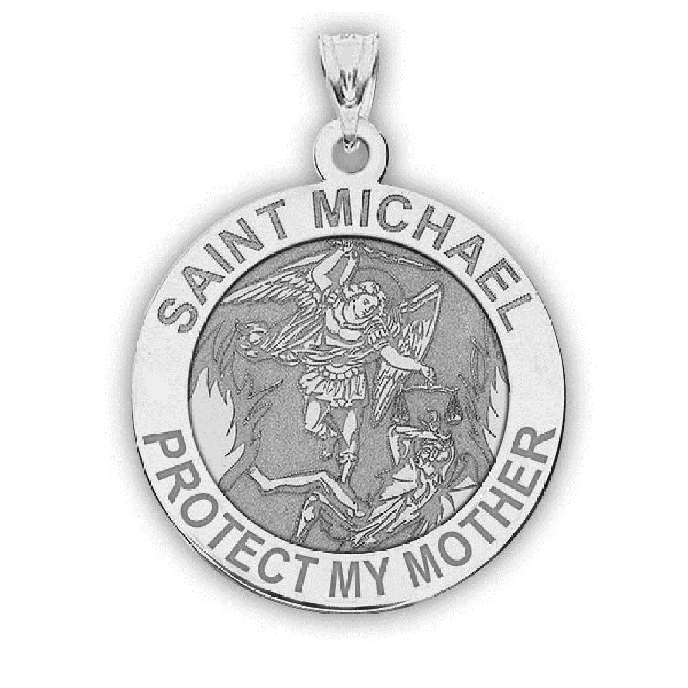 Picturesongold.Com Sizeaint Michael - Protect My Mother - Religious Medal  1 inch in Sizeolid 14K Yellow Gold