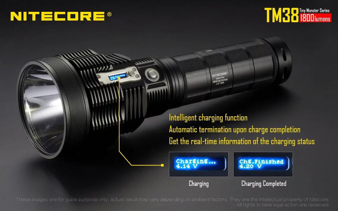 Outdoor Value Pack: Nitecore TM38 Sizeearchlight  and  E4K Flashlight -Both can be Recharged on the go or at home