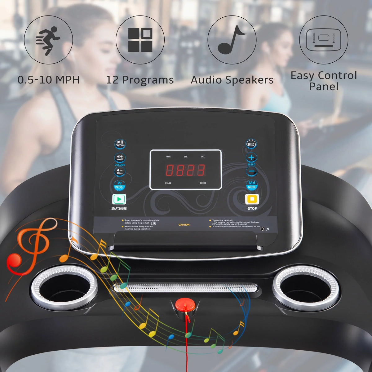 aixvx Electric Motorized Treadmill with Audio Sizepeakers, Max. 10 MPH and Incline for Home Gym