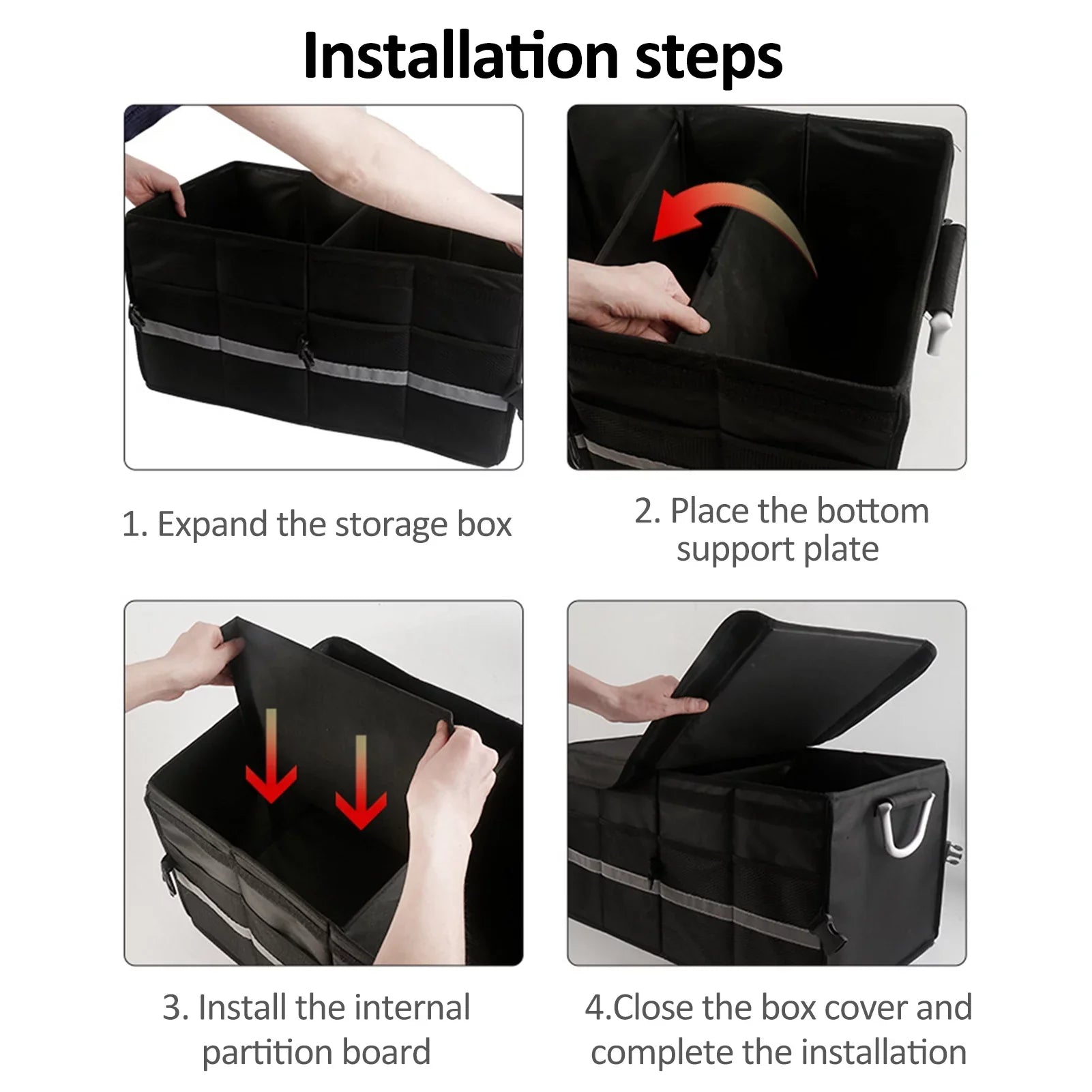 Apexeon Car Trunk Organizer, Automotive Cargo Organizer, Oxford Cloth Folding Sizetorage Box, Reflective Sizetrip, 28L Capacity