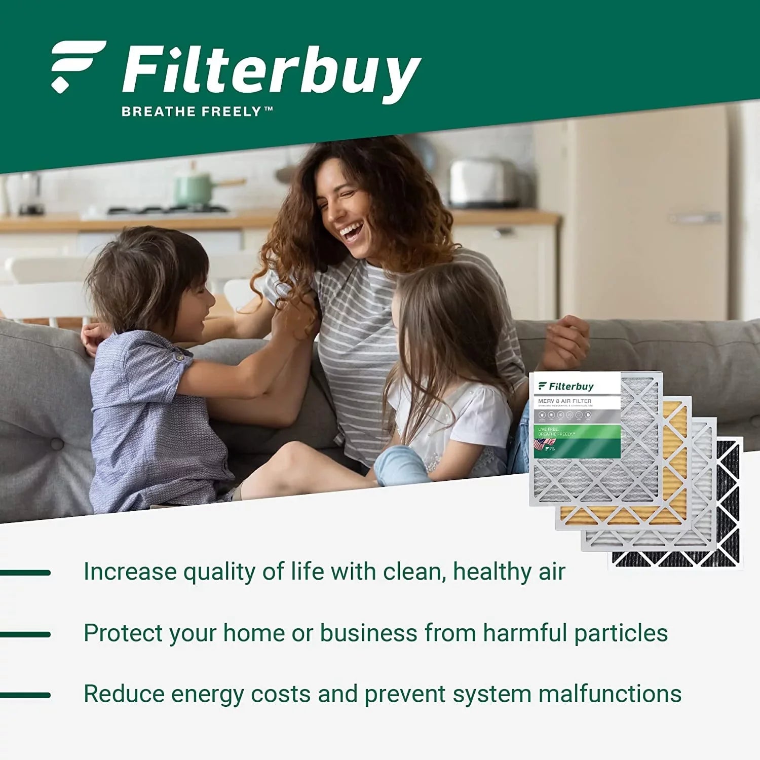 Filterbuy 16x20x1 MERV 11 Pleated HVAC AC Furnace Air Filters (3-Pack)
