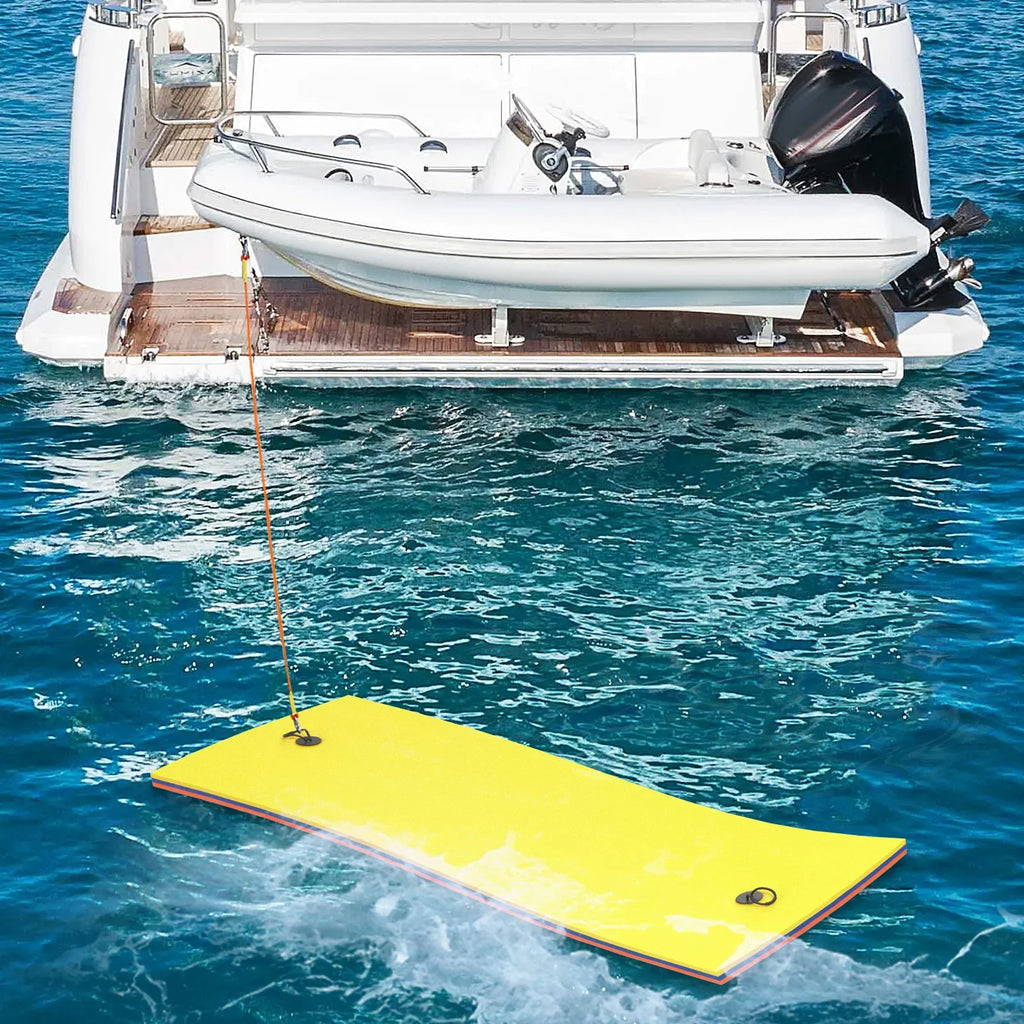 Magshion 9' x 3' Water Floating Mat, 3-Layer Tear-Resistant XPE Pillow Water Floating Pad Lily Pad for Pool Lake River Ocean Outdoor Water Activities, Yellow