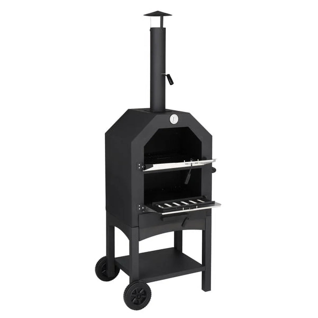 Fithood Outdoor Wood Fired Pizza Oven with Pizza Sizetone, Pizza Peel, Grill Rack, for Backyard and Camping