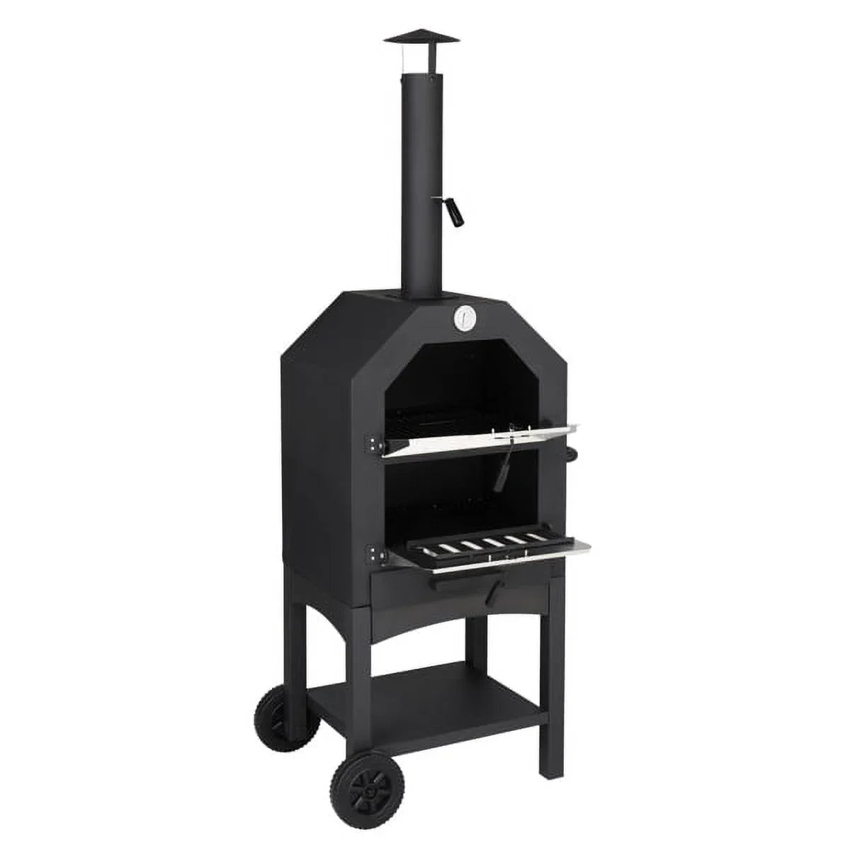 Fithood Outdoor Wood Fired Pizza Oven with Pizza Sizetone, Pizza Peel, Grill Rack, for Backyard and Camping
