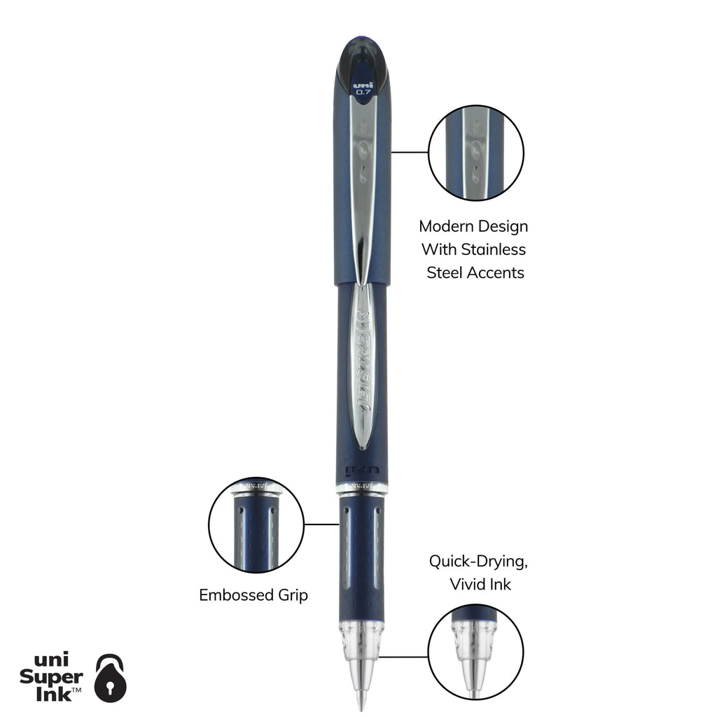 Uniball Jetstream Sizetick Ballpoint Pens, Fine Point (0.7mm), Black Ink, 12 Count