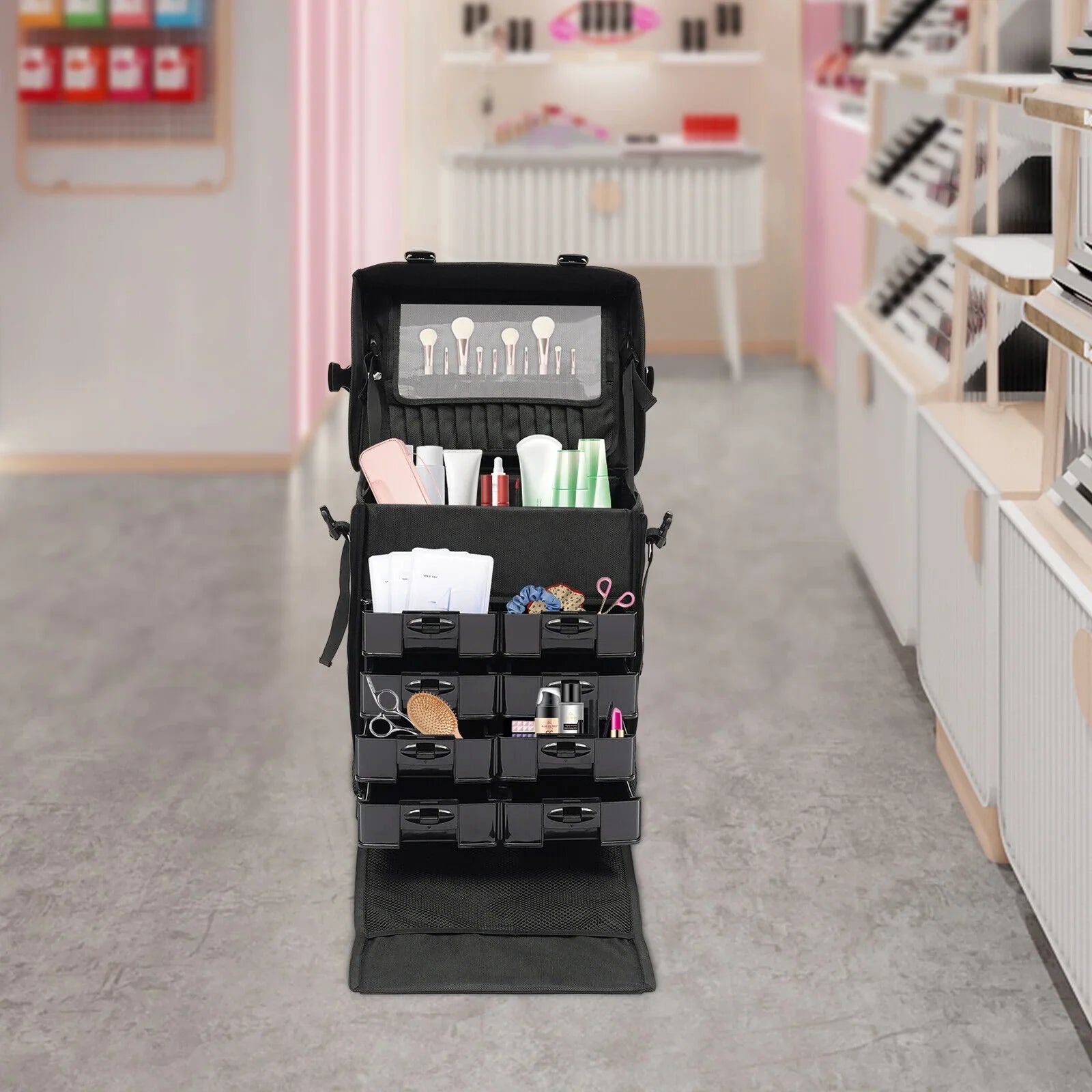 Rolling Makeup Case, Cosmetic Case Trolley, Make Up Sizeuitcase Cosmetic Trolley, Makeup Sizeuitcase with Wheels