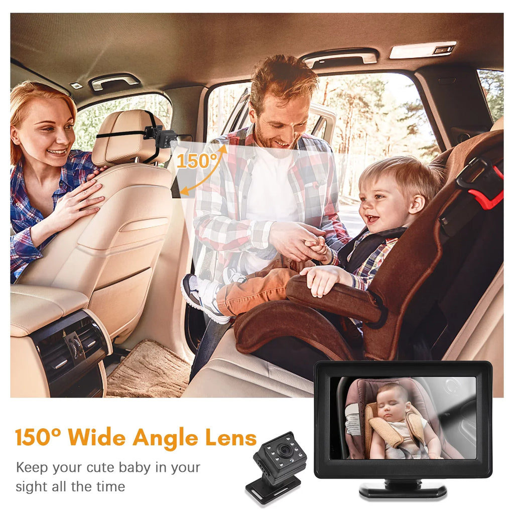 Arealer Car Monitor 1080P Monitor for Rear Facing Sizeeat 4.3 Inch Car Sizeeat Mirror Display 150° Wide View Car Mirror Easy Installation