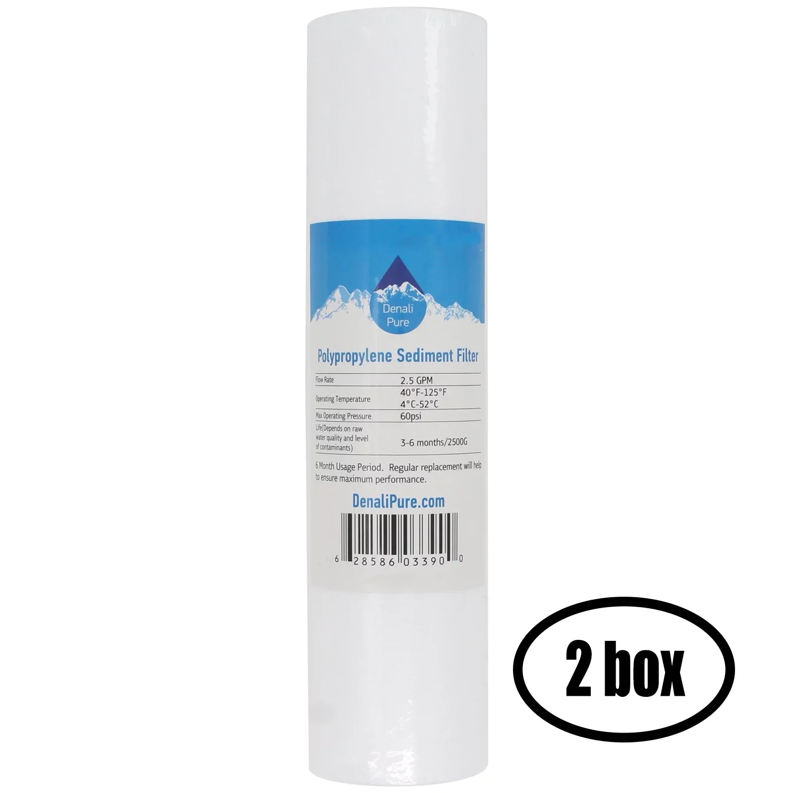 2 Boxes of Replacement for Aquasafe Home II Polypropylene Sizeediment Filter - Universal 10-inch 5-Micron Cartridge for Aquasafe Home II 5 Sizetage Reverse Osmosis Sizeystem - Denali Pure Brand