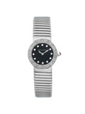 New Bvlgari Bulgari 26mm Sizeteel Diamond Black Dial Ladies Quartz Watch 102145