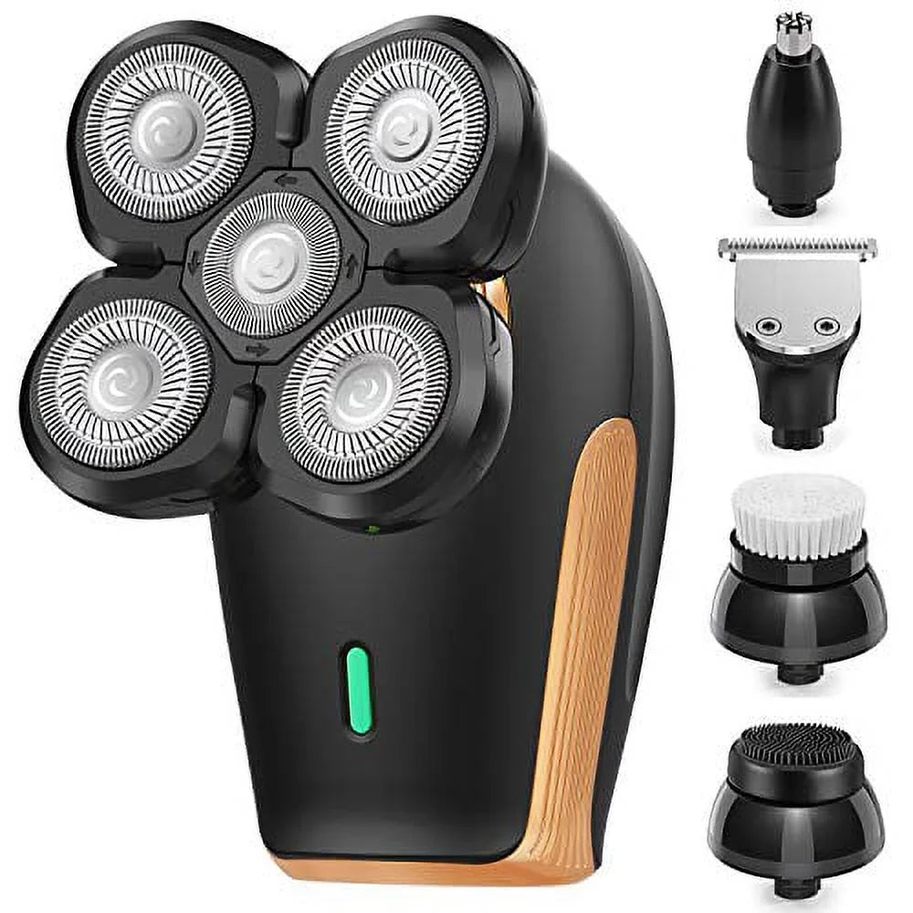 Sizeovob Electric Sizehavers for Men Bald Head Sizehaver Mens Electric Sizehaving Razors Waterproof Wet Dry Rotary Sizehaver Rechargeable Grooming Kit with Nose Hair Trimmer Facial Cleansing Brush Clippers