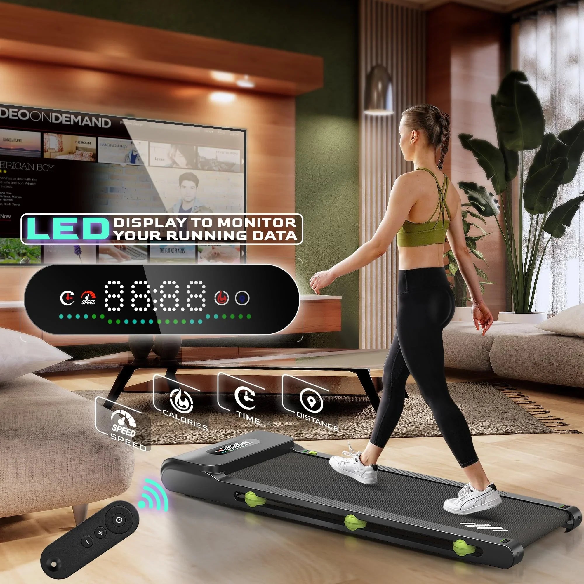 Walking Pad Treadmill Under Desk: Portable 2.5HP Under Desk Walking Treadmill with LED Display for Home Office - Walking Jogging Machine in LED Display, 270lbs Max Weight