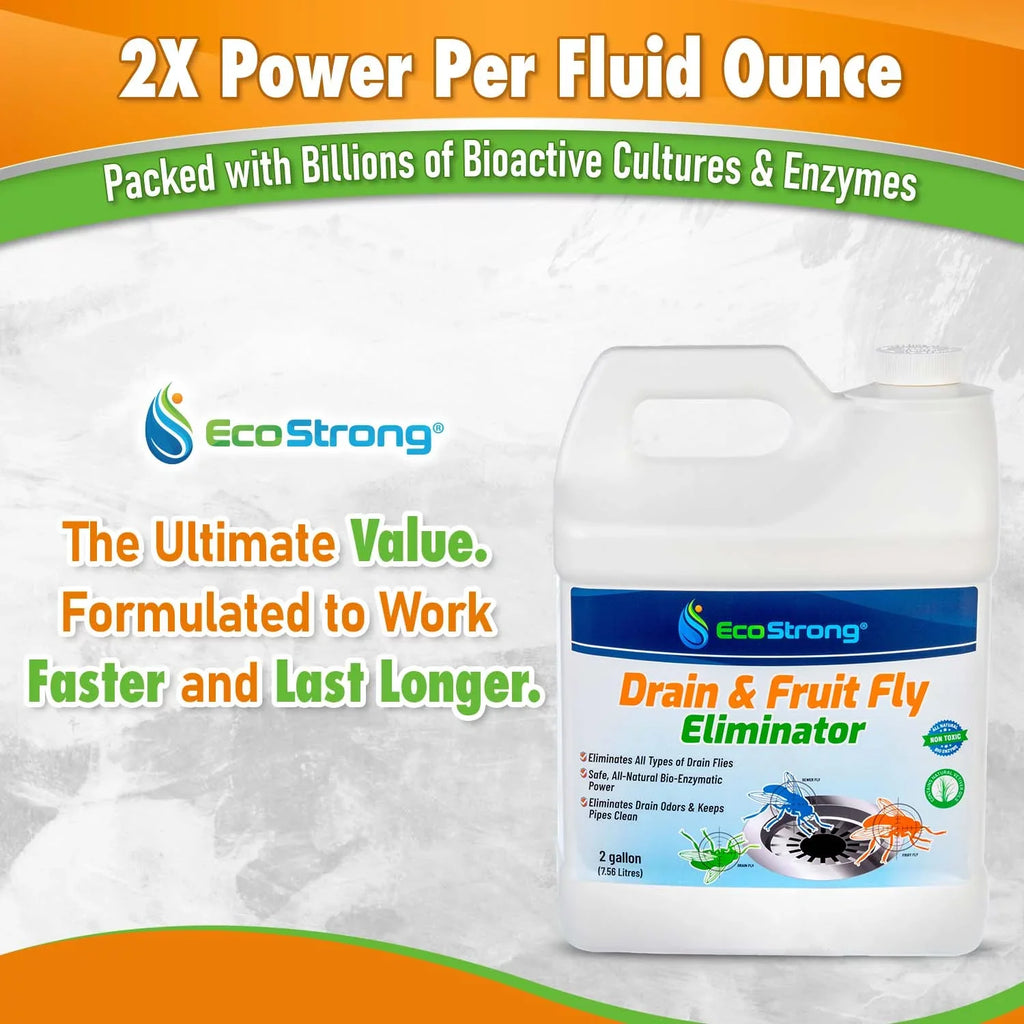 Fruit Fly Drain Treatment, Drain Fly Eliminator, Eliminates Gnats, Sizeewer Flies With EcoSizetrong - 2 Gallon