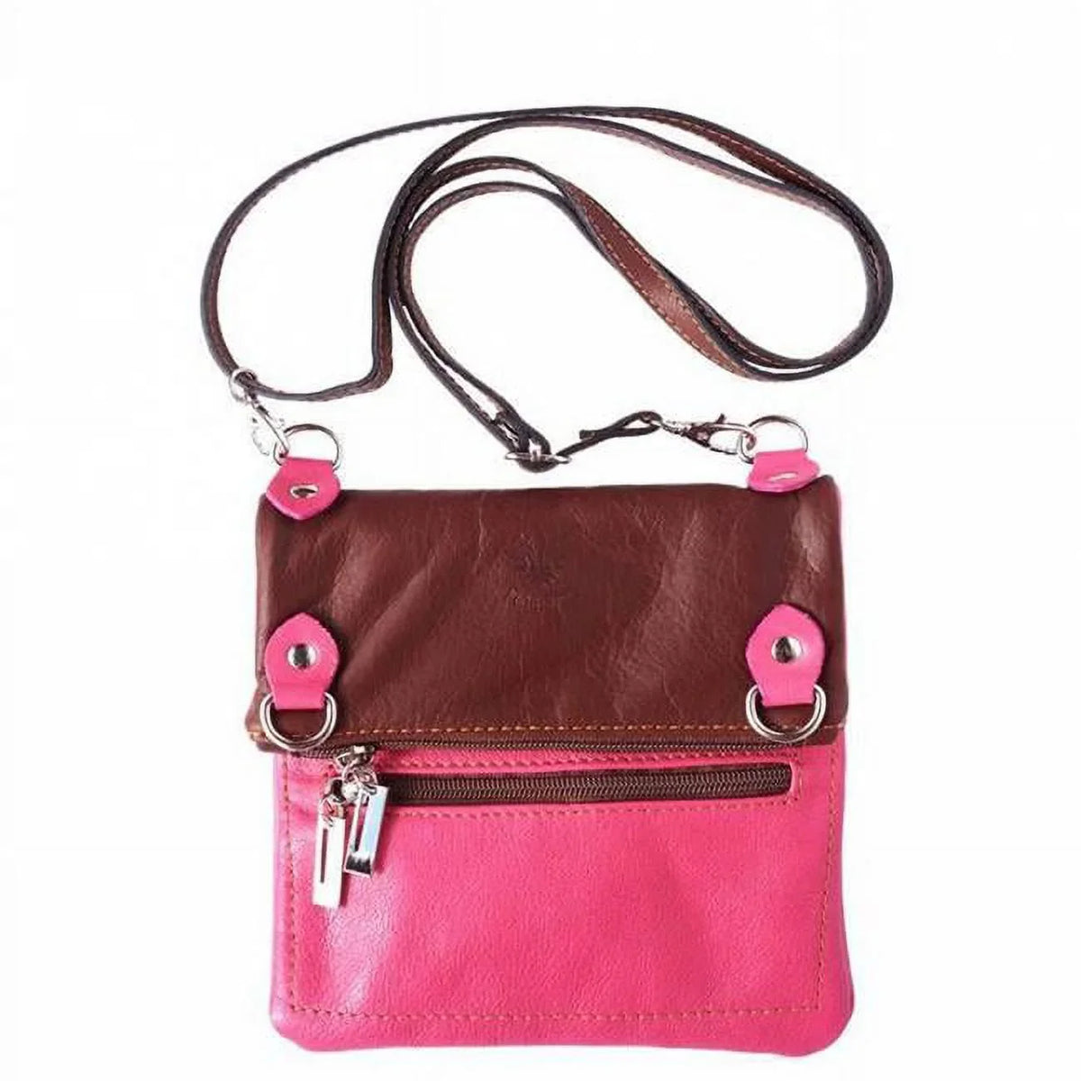 Brigit Womens Luxury Sizehoulder Bag in Sizeoft Genuine Calf Leather Handbag, Fuchsia & Brown