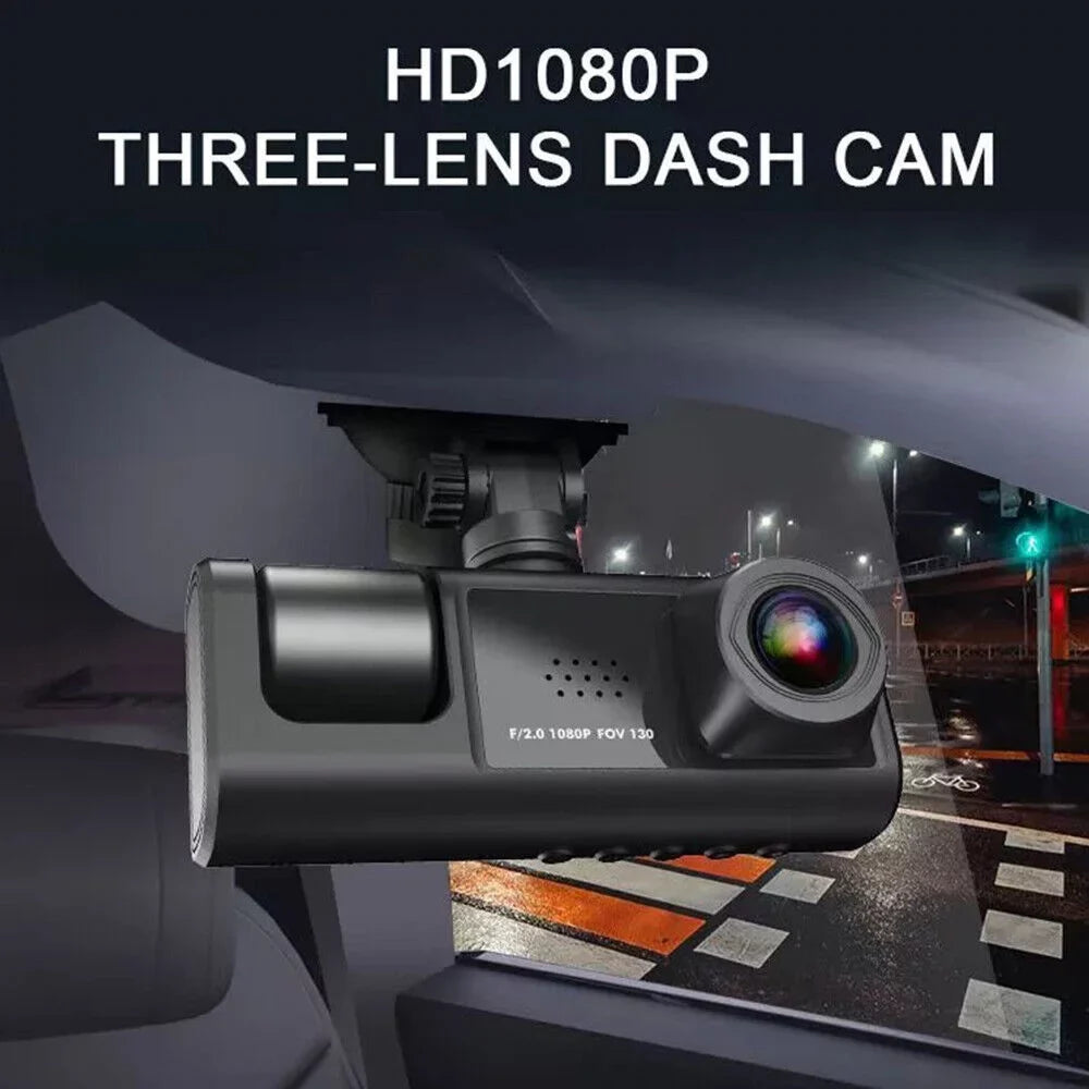Kqiang HD 1080P Car Dual Lens Dash Cam Front/Rear/Inside Video Recorder Camera G-sensor