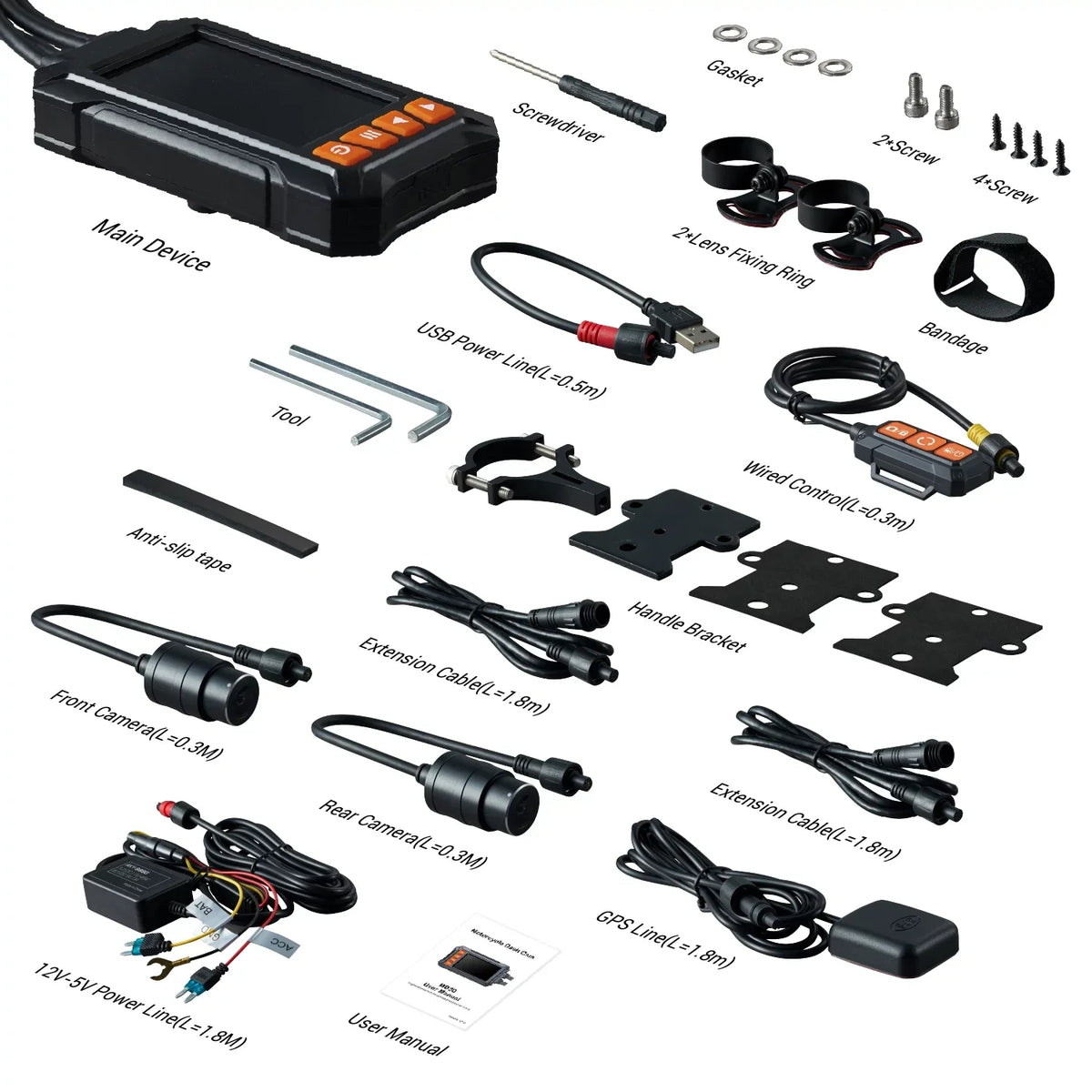 ZOMFOM MD30 Dual 2K 30fps/1080P 60fps Motorcycle Camera, All Waterproof Dash Cam 3'' LCD Front and Rear 150° Wide Angle with Wired Remote, Wi-Fi, GPSize, EISize and Race Mode, Max up to 256GB