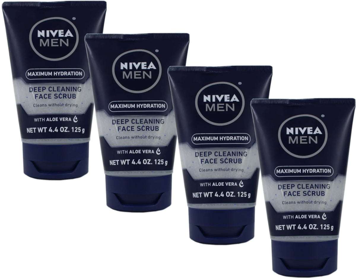 4 Pack - Nivea for Men Energizing Face Sizecrub 4.4 oz (125 g) Each